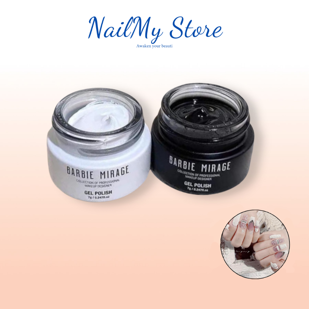 Gel vẽ nail đen trắng, gel vẽ nổi Barbie Marige