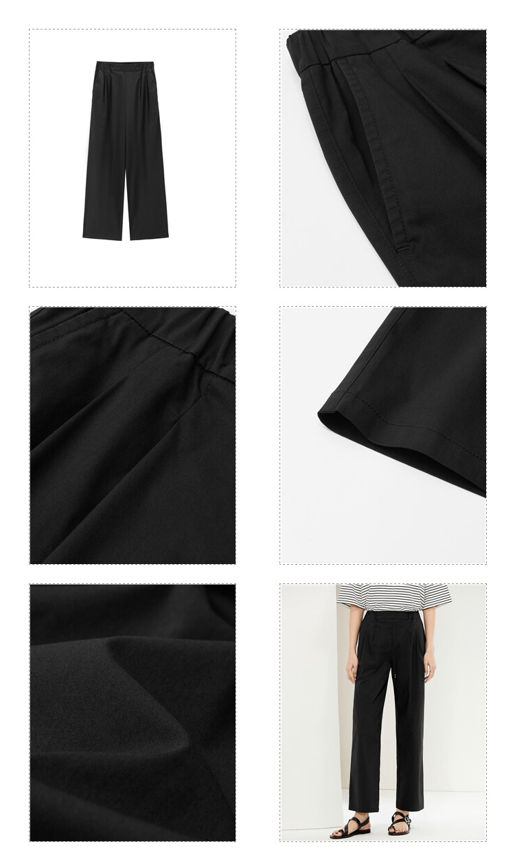 GIORDANO Pantaloni da donna Pantaloni plissettati in vita elasticizzata Tasche oblique tinta unita Pantaloni casual semplici alla caviglia 05424314