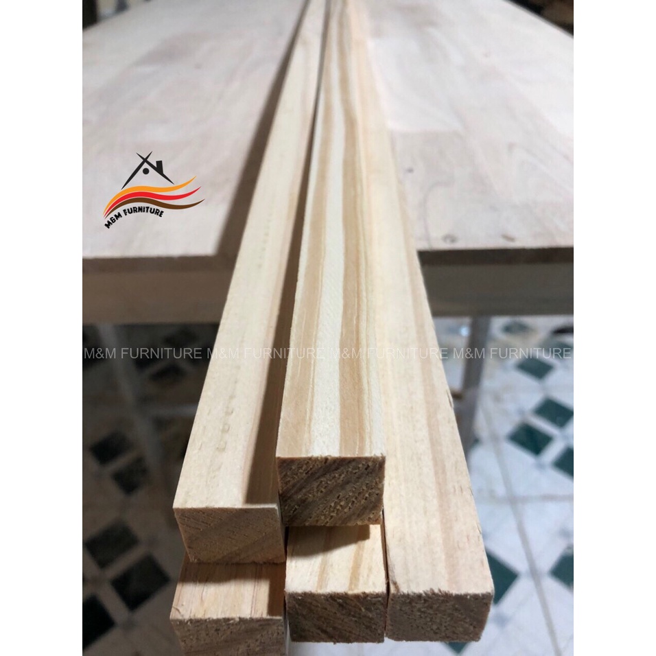 [MM024] Combo 5 thanh gỗ thông vuông 3x3cm dài 50cm láng mịn 4 mặt