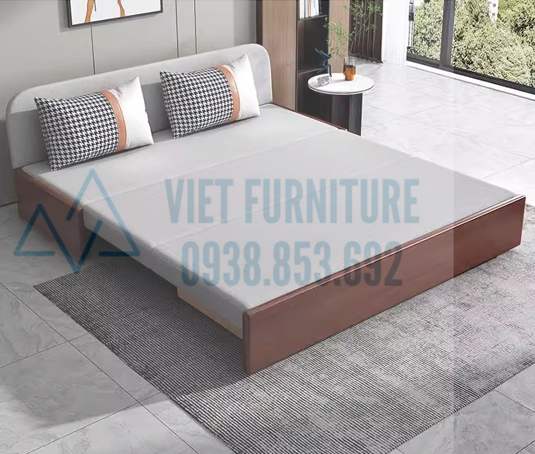 Giường Sofa gỗ tần bì cao cấp 1m2 khung gầm sắt, giường sofa 1m2 gỗ tự nhiên siêu bền đệm bông ép siêu chắc chắn bảo hành 3 năm