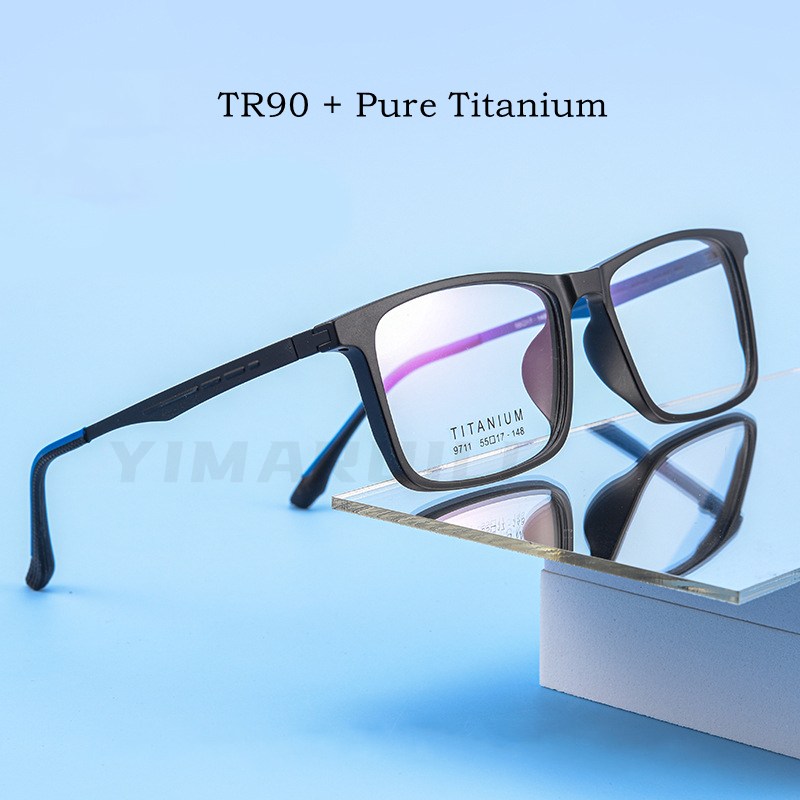 YIMARUILI Gọng Kính Mắt Titan Nguyên Chất Kính Cận Linh Hoạt TR90 Mặt