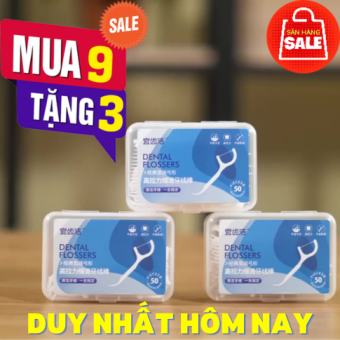 Mua 9 tặng 3 - Tăm chỉ nha khoa tiệt trùng 1 hộp 50 cây nhật bản cao cấp, tăm xỉa răng nha khoa , tăm chỉ nha khoa hộp 50 cây, chỉ nha khoa Nhật Bản