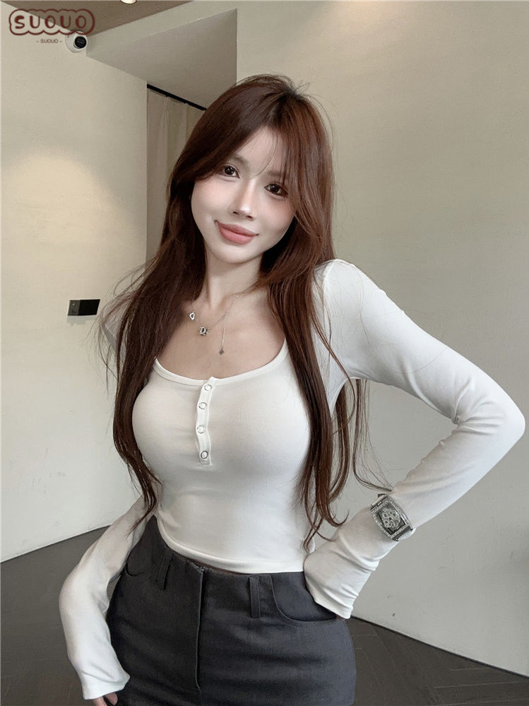 SUOUO.VN áo phông Áo Thun Phong fashionable Thời trang Korean Thông thường WCS24A028H