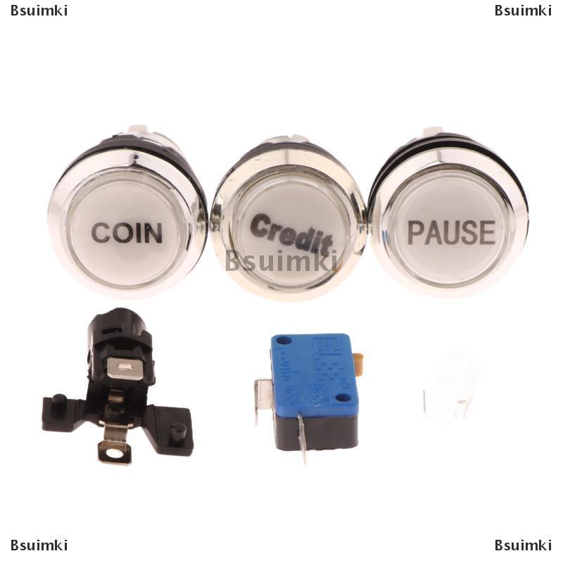 [COD] Bsuimki 1 Bộ trò chơi Arcade Máy tự làm phần 32 Mét 12V LED push button với Microswitch Coin tạm dừng tín dụng Logo