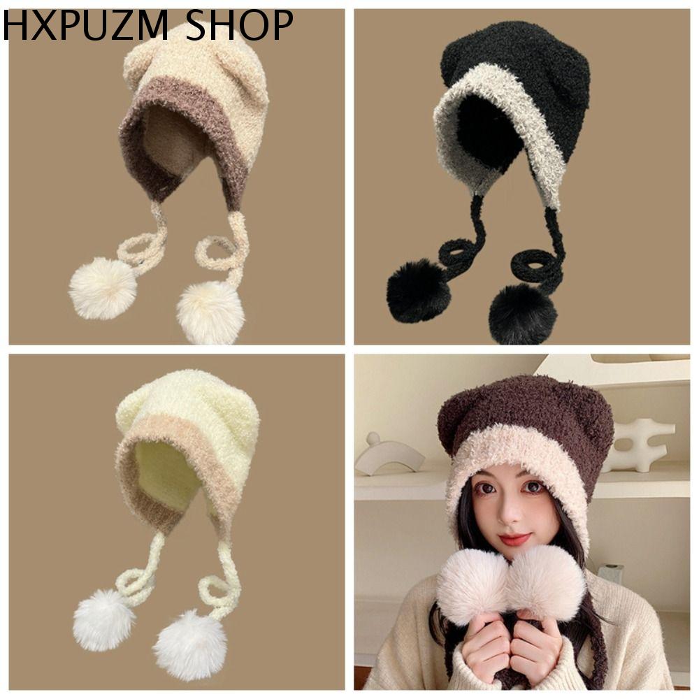 HXPUZM Mũ Beanie Mũ Dệt Kim tai gấu Mũ len Mũ đầu lâu Mũ nhung lông Giải trí Mũ bảo vệ tai Mũ Beanie tai mèo Mùa đông/Mùa Thu