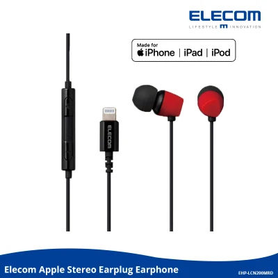 ELECOM -Japan Brand- Apple Earphone Official MFI Certified Lightning Earphone with Mic for iPhone Xs Max / XR / X / 8 / 7 /8 Plus etc. EHP-LCN200M Series