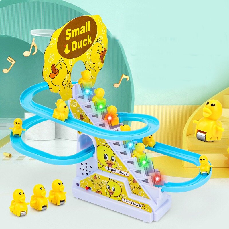 Kids Electronic Educational Toy Duck Penguin Climbing Stairs Track Toy with Music and Light Children Educational Toys for Toddlers