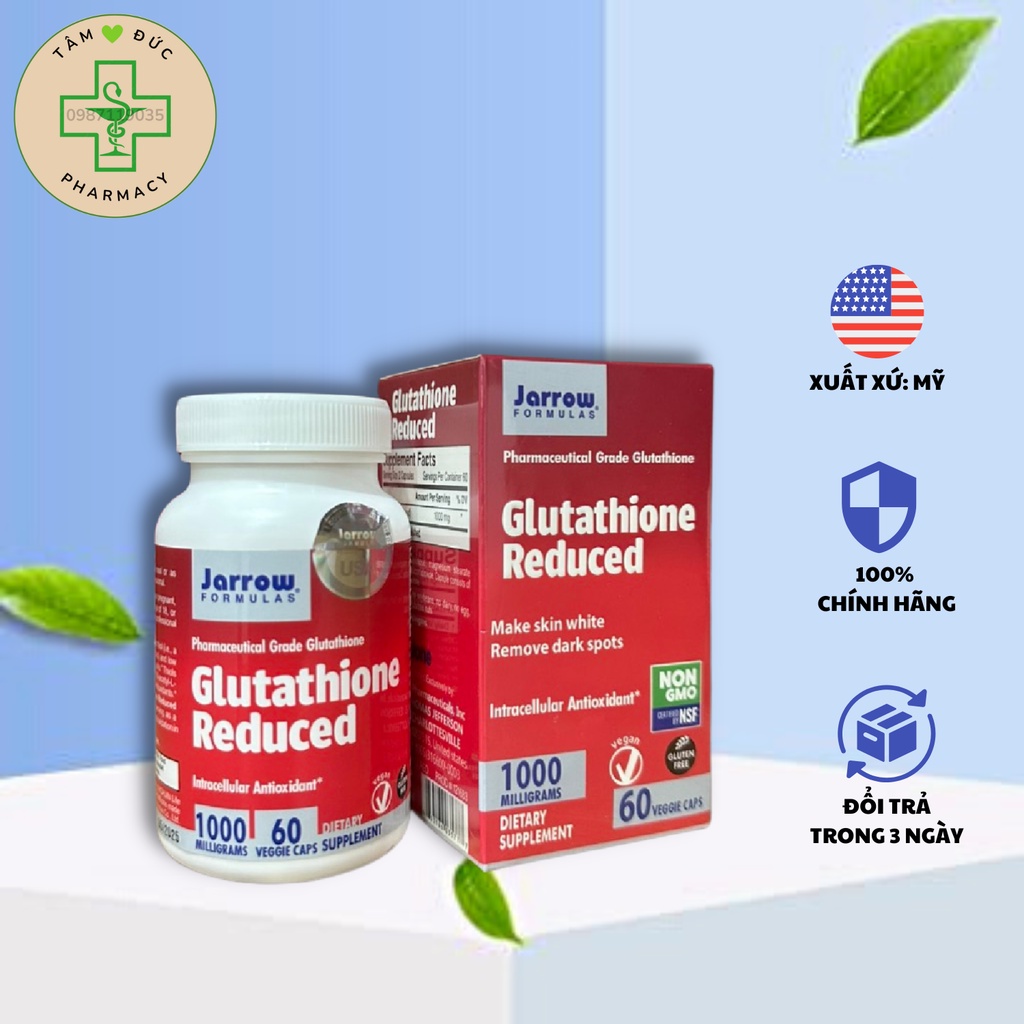 Viên Trắng Da Glutathione Reduced (Jarrow Fomulas) 1000mg [Sỉ - lẻ]