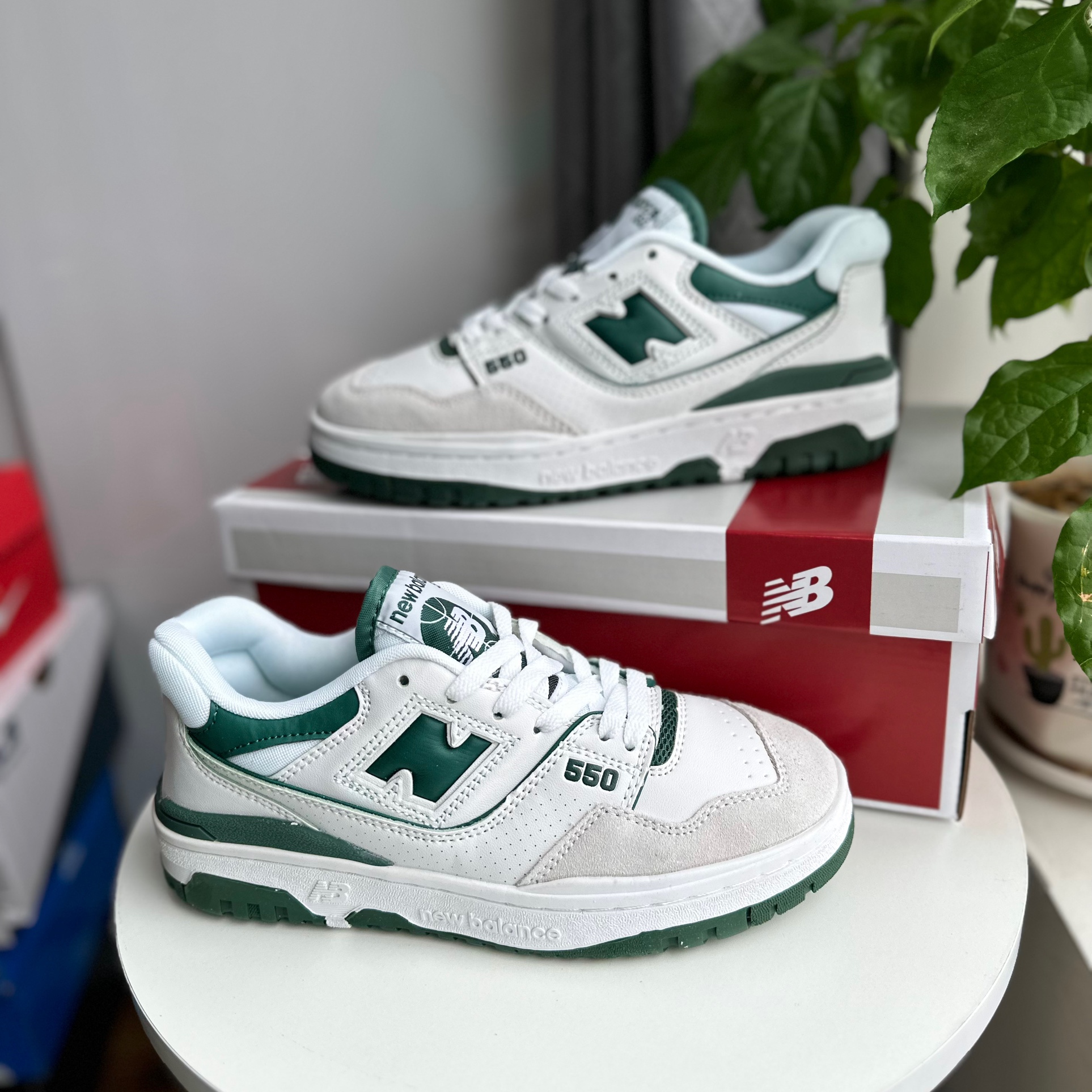 [ Ảnh Thật+ Tặng Tất] Giày NB550 White Green , Giày thể thao NB 550 Xanh Lá Full Size 36-45