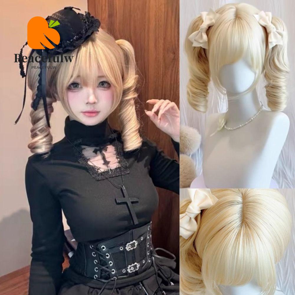 GENENIC ทนความร้อน หางม้าคู่สีบลอนด์ ธรรมชาติ แอร์แบงส์ วิกผมบ๊อบผมหยิกสั้น น่ารัก วิกผมปลอม คอสเพลย์ผมโลลิต้า ผู้หญิง ราคา 824 บาท*ส่งฟรี