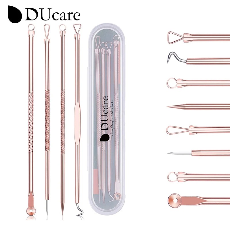  DUcare 4Pcs Set Makeup Tools with Storage Box Acne Blackhead Removal Needles Stainless Steel Pimple Comedone Spot Extractor Cleanser Face Skin Care Tool【Post in 24 Hours & 90 Days Warranty Services  