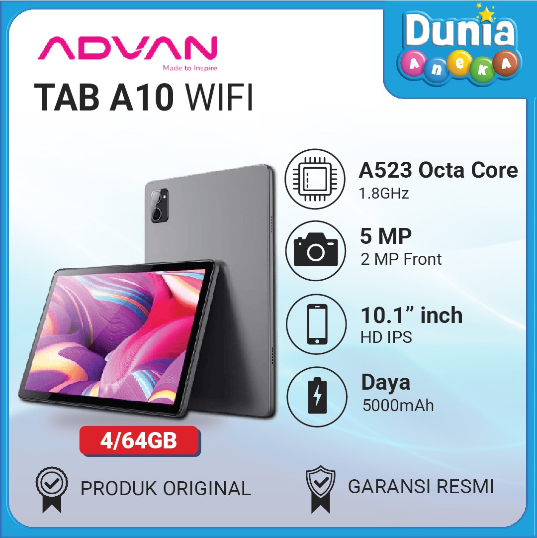 Advan Tab A10 WIFI 4GB/64GB 10.1'' IPS Screen Tablet 5000mAh Andorid 14 - Garansi Resmi Harga  1,149,000 Ringgit*Penghantaran Percuma