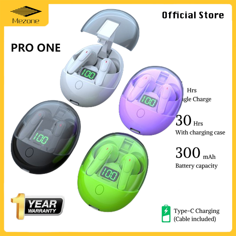 Mezone PRO ONE TWS Bluetooth V5.3 Earphones Wireless Headphones HiFi Stero Headset Noise Reduction Sports Earbuds ราคา 170 บาท*ส่งฟรี