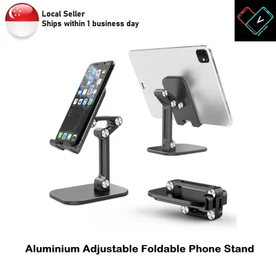 [Local Seller] Adjustable Foldable Mobile Phone and Tablet Aluminium Stand Holder Mobile Desktop Desk Stand