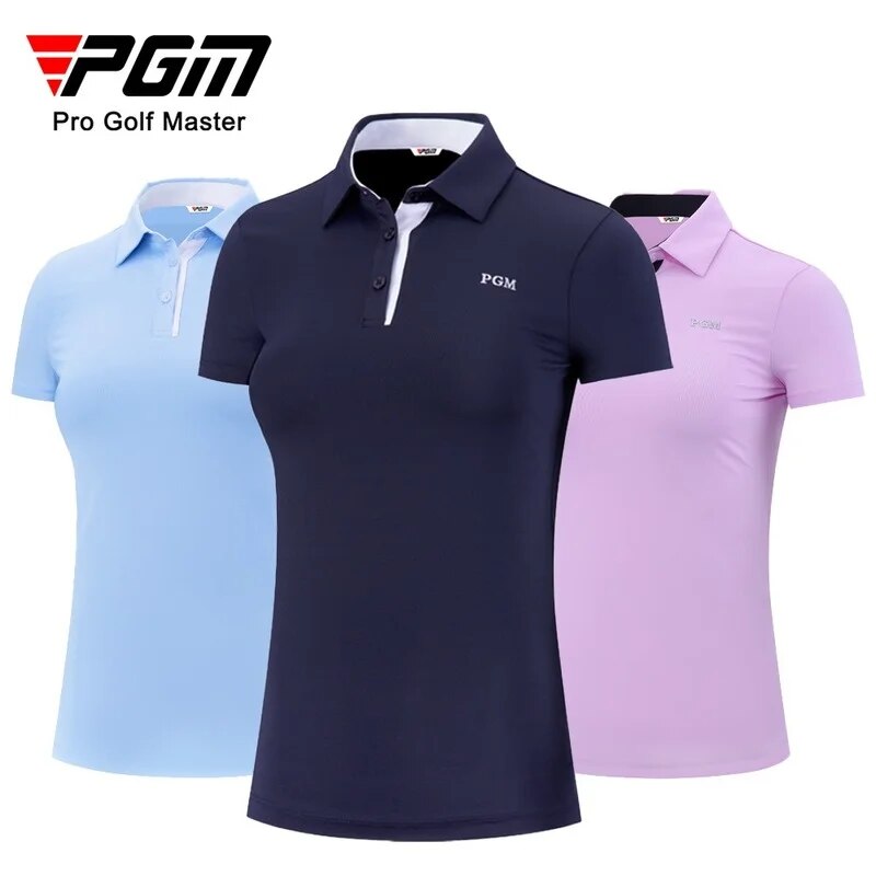 PGM Summer Women Golf Short Sleeved T Shirts Ladies Sports Slim Clothes