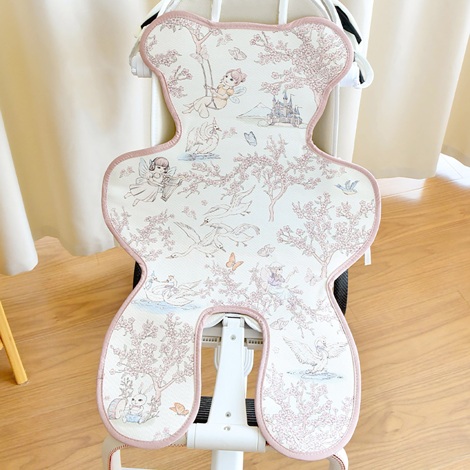 The Pisciculture Non-slip Stroller Mat Plant-active Printing Stroller Mat Universal Car Seat Cooler Pad for Baby Stroller Breathable Cooling Mat for High Chair Safety Seat Top