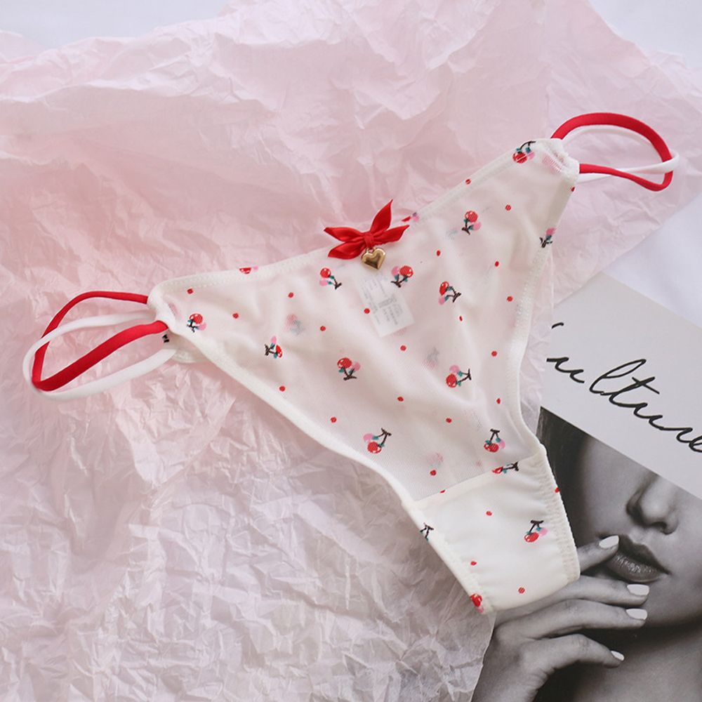 Qingxin thoáng khí dễ thương mèo cạp thấp gấu cho trái tim Hàn Quốc cho nữ Đồ lót lưới sọc tóm tắt Phụ Nữ Cung quần lót