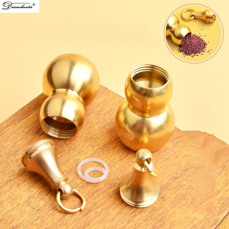 Brass Hollow Gourd Feng Shui Copper Ornaments Hanging Pendant Head Opening Pure Gourd Traditional Chinese Natural Handicraft