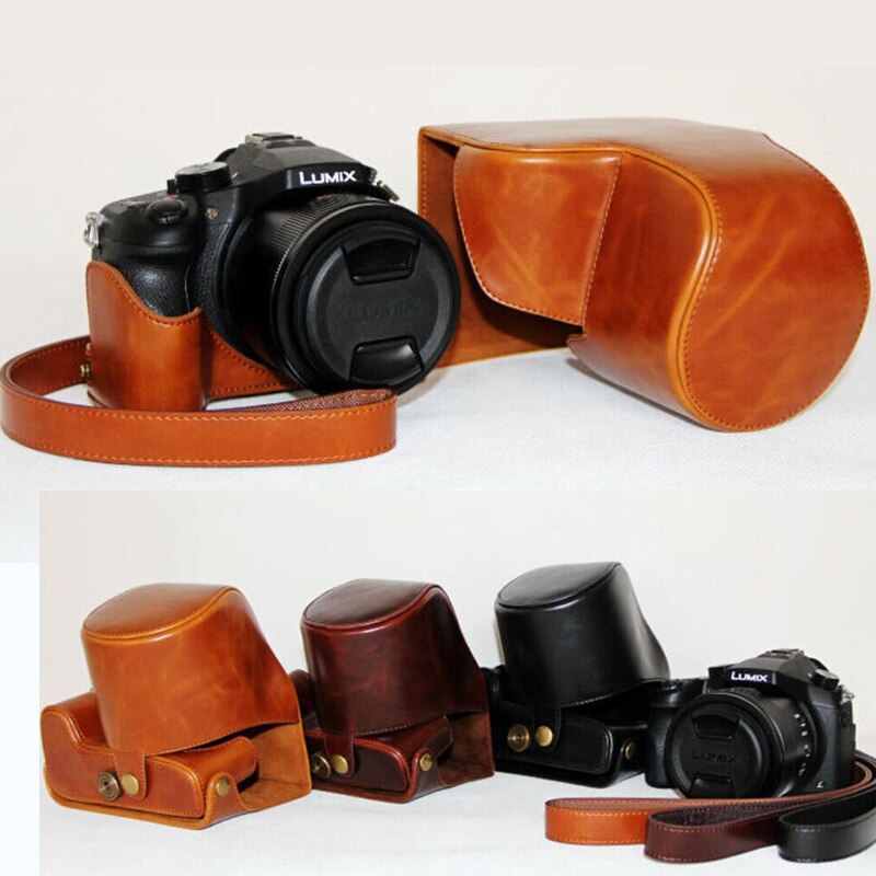 Chất liệu da PU Vỏ bao máy ảnh cho Panasonic Lumix FZ1000 máy ảnh bìa với dây đeo vai