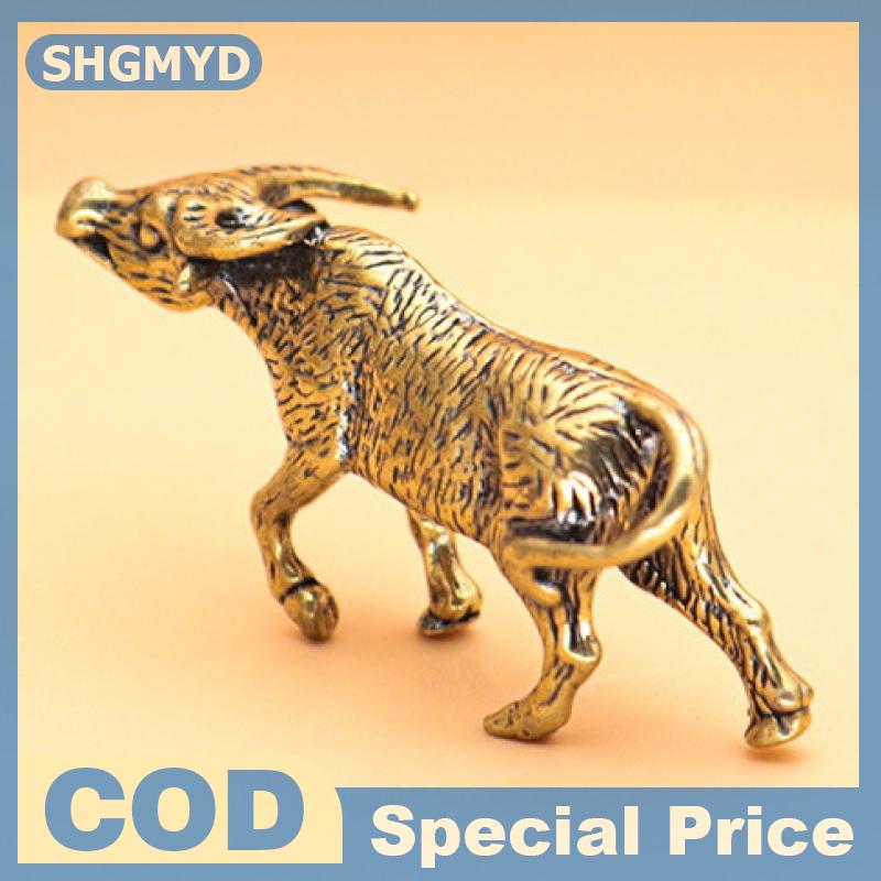 SHGMYD 1 Mảnh May Mắn Đồng Động Vật Bức Tượng Thu Nhỏ Trang Trí Brass Bullfighting Tượng Cho Home Văn Phòng Bàn Trang Trí