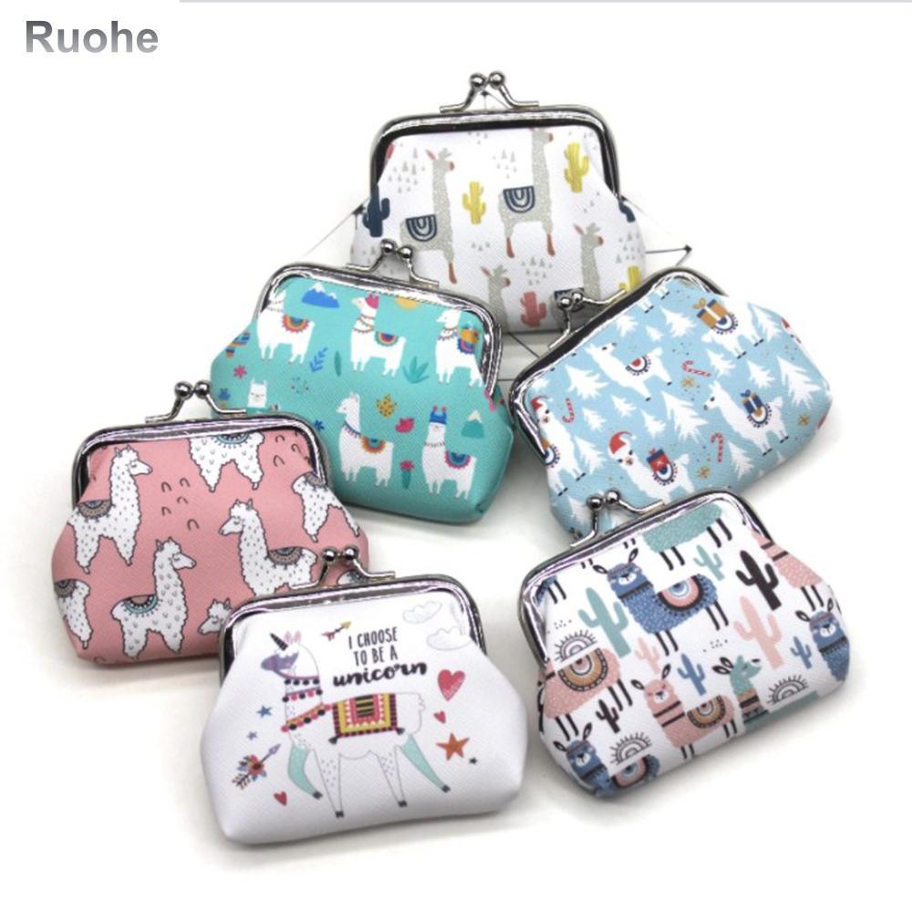 RUOHE 1PC Ladies Cartoon Alpaca Cute Animals Change Purse Women Keys Bags
