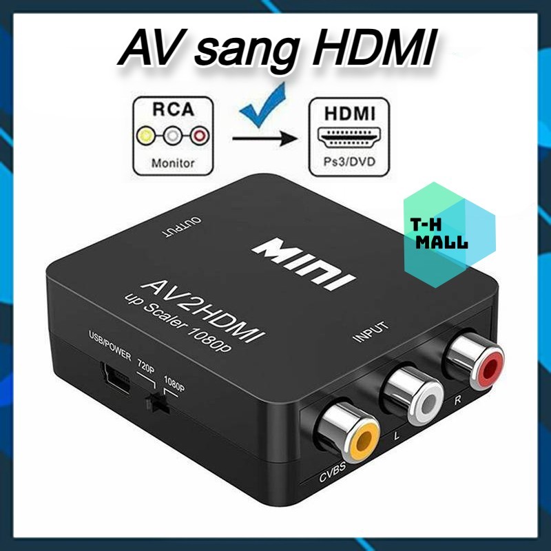 HD02 [AV to HDMI] Bộ chuyển đổi Video AV sang HDMI 1080p Công cụ chuyển đổi tổng hợp Tương thích HDMI với RCA CVSB L / R
