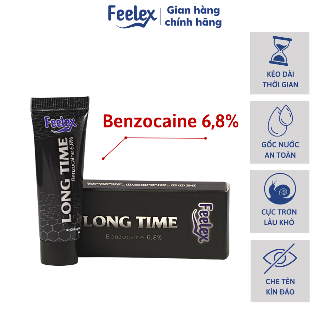 Gel bôi trơn Feelex Long Time hỗ trợ kéo dài thời gian quan hệ cho nam giới, tiện lợi, lành tính, tá