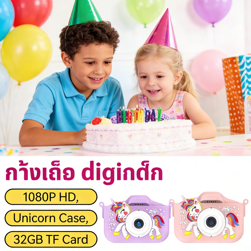 The New Children's Camera Really Takes Pictures! Dual Digital Camera, Video Recording, Cute Mini, 2000W Pixels, 32g Memory Card and Free Card Reader. ราคา 394 บาท*ส่งฟรี