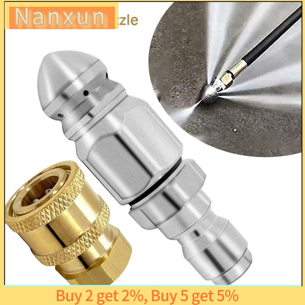 NWSJ Thép không gỉ + Đồng thau Đầu phun máy rửa áp lực 1 phản lực phía trước + 6 phản lực phía sau Kết nối nhanh 1/4'' Đầu phun máy phun cống Ứng dụng rộng rãi Chống gỉ Phụ kiện an toàn cho khớp nối