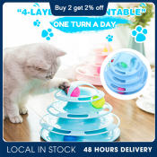 PetIntel Four-tier Cat Turntable Toy Tower with 4 Balls