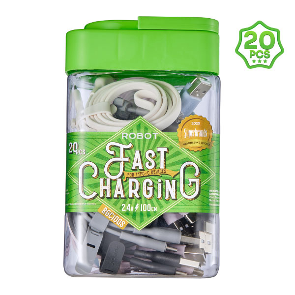 (1Toples 20 Pcs) ROBOT RGC100S Kabel Data Type C 2.4A 100 Cm Harga 291,500 rupiah*Gratis Ongkir