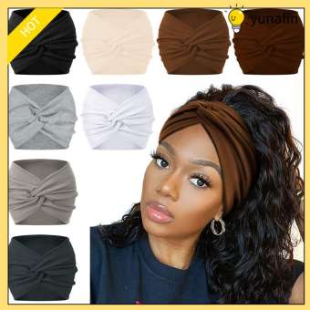 YUNAFIN Thời trang Băng đô tập yoga XOẮN Dày Băng đô tập luyện Khăn quấn đầu cho nữ Khăn xếp Băng đô rộng