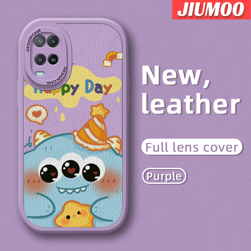 Jiumoo vỏ cho Oppo A54 2021 4G A55 4G trường hợp phim hoạt hình Ngày Hạnh Phúc Quái Vật thiết kế mới Vỏ điện thoại họa tiết da toàn bộ mềm ốp lưng gắn ống kính máy ảnh bảo vệ trường hợp Ốp chống sốc