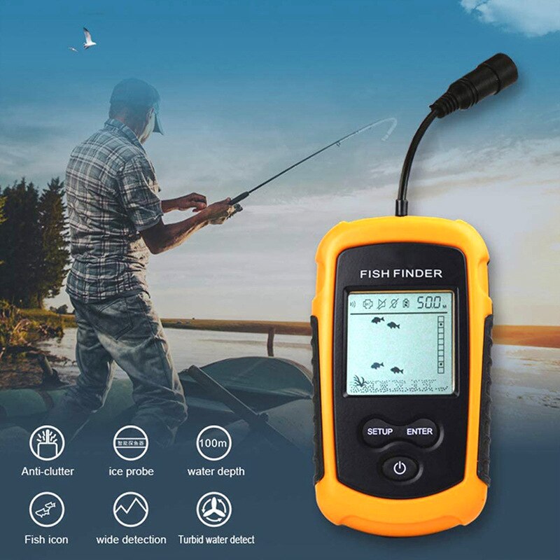 Máy dò cá có dây siêu âm di động với cảm biến Sonar Màn hình LCD Máy dò cá Máy dò cá
