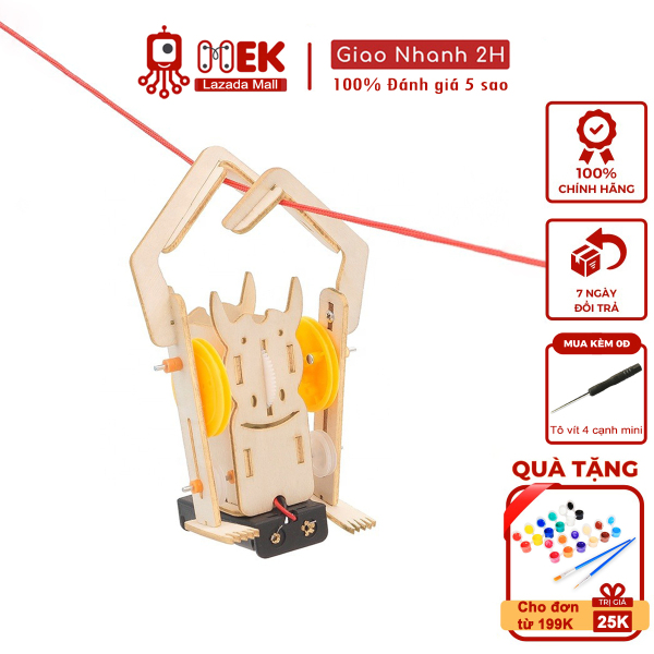 Đồ chơi trẻ em MEKVN bộ lắp ráp mô hình robot đu dây tự động J-17 bằng gỗ phát triển trí tuệ sáng tạo thông minh thí nghiệm khoa học kĩ thuật theo phương pháp giáo dục STEM cho bé trai bé gái tự làm thủ công