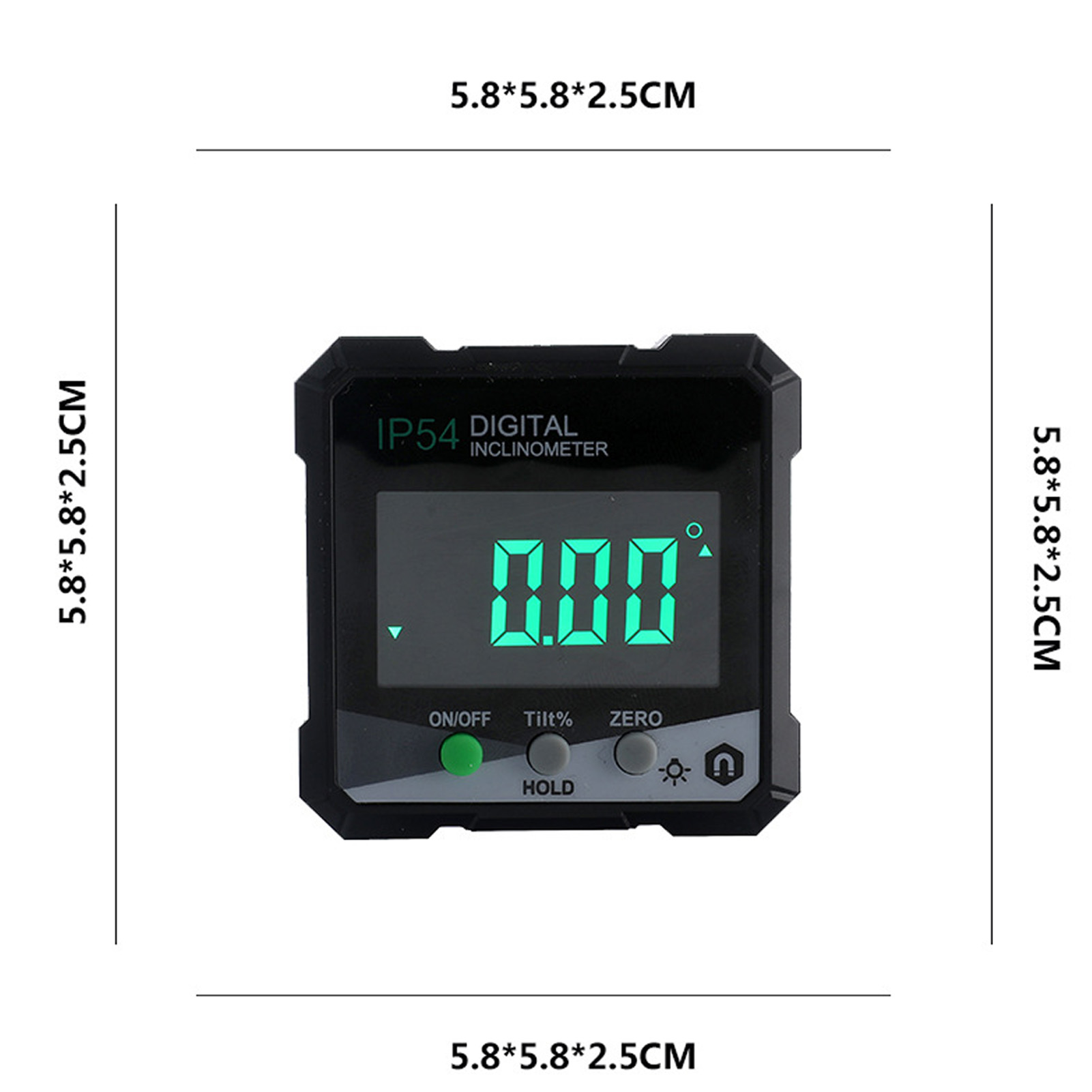 Màn hình hiển thị kỹ thuật số góc mét ổn định IP54 Màn hình LCD thông minh 4x90 ° đo lường Máy đo độ nghiêng điện tử cho công trường xây dựng (màu xanh lá cây dlw30 GRD)