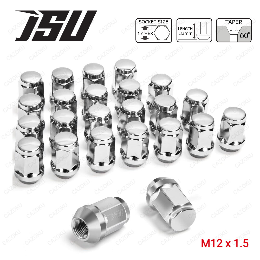 น๊อตล้อ เหล็ก เบอร์ 17 ยาว 33m ขนาดเกลียว 1.5 ใช้กับรถ TOYOTA / HONDA / MITSUBISHI / MAZDA / ISUZU / DAIHATSU / FORD ราคา 84 บาท*ส่งฟรี