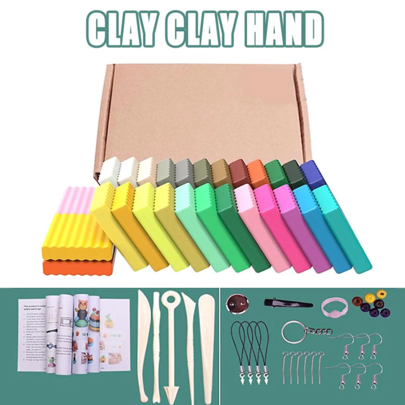 24 Color Air Dry Clay Set with Tools Lightweight Colorful Clay Toys DIY Clay Toys Children Gift