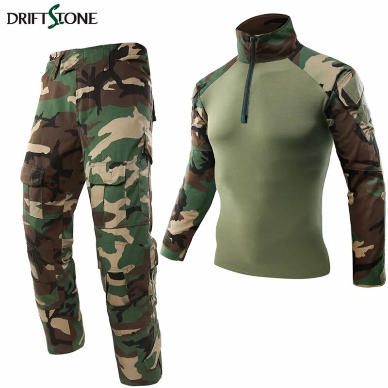 Woodland Uniform Airsoft Camouflage Clothing Suit Paintball Equipment Clothing TACTICAL Pants Shirt With Pads ราคา 1,300 บาท*ส่งฟรี