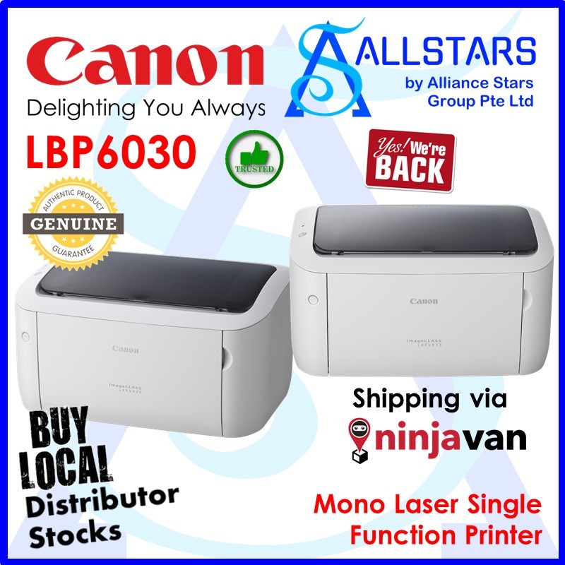 (ALLSTARS : We are Back Promo) Canon imageCLASS LBP6030 Mono Laser Printer (USB print only) Great performance with a small footprint (Warranty 1year on-site by Canon SG) Singapore