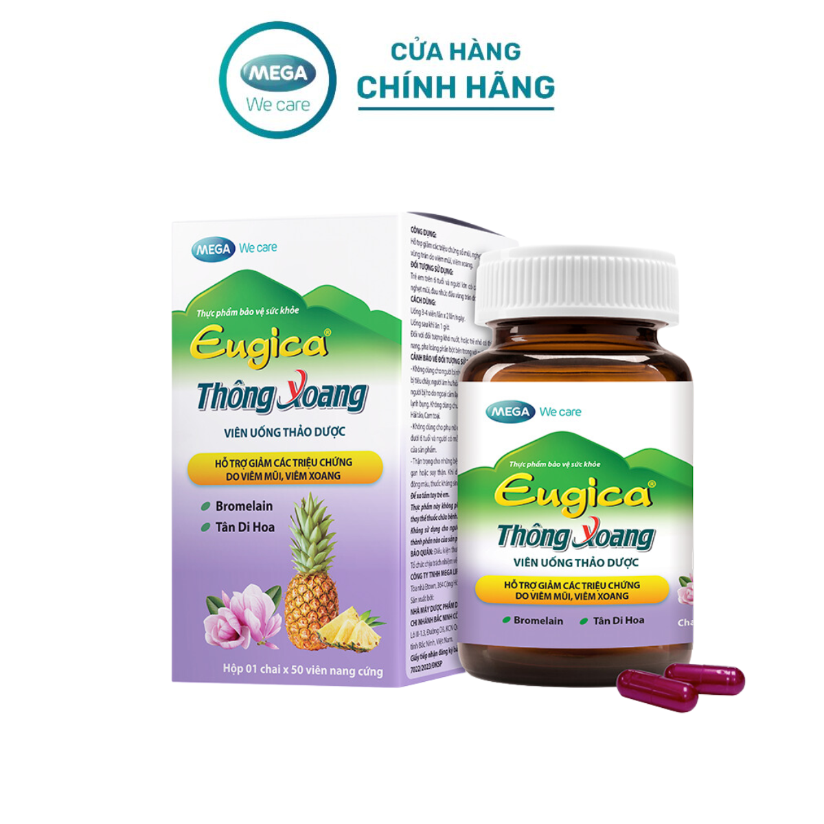  Viên uống thảo dược hỗ trợ giảm các triệu chứng do viêm mũi viêm xoang EUGICA THÔNG XOANG  Hộp 50 viên  