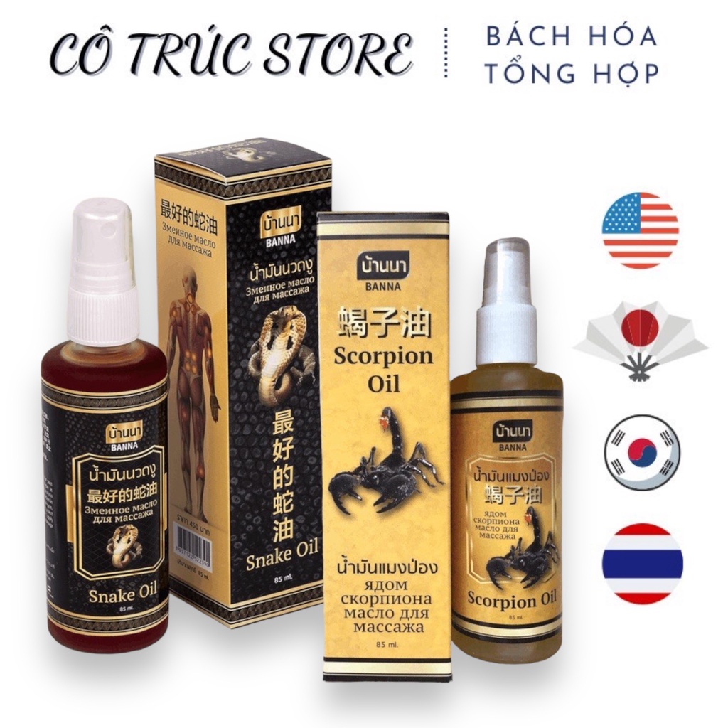 Dầu xịt xoa bóp con rắn - bọ cạp banna thái lan
