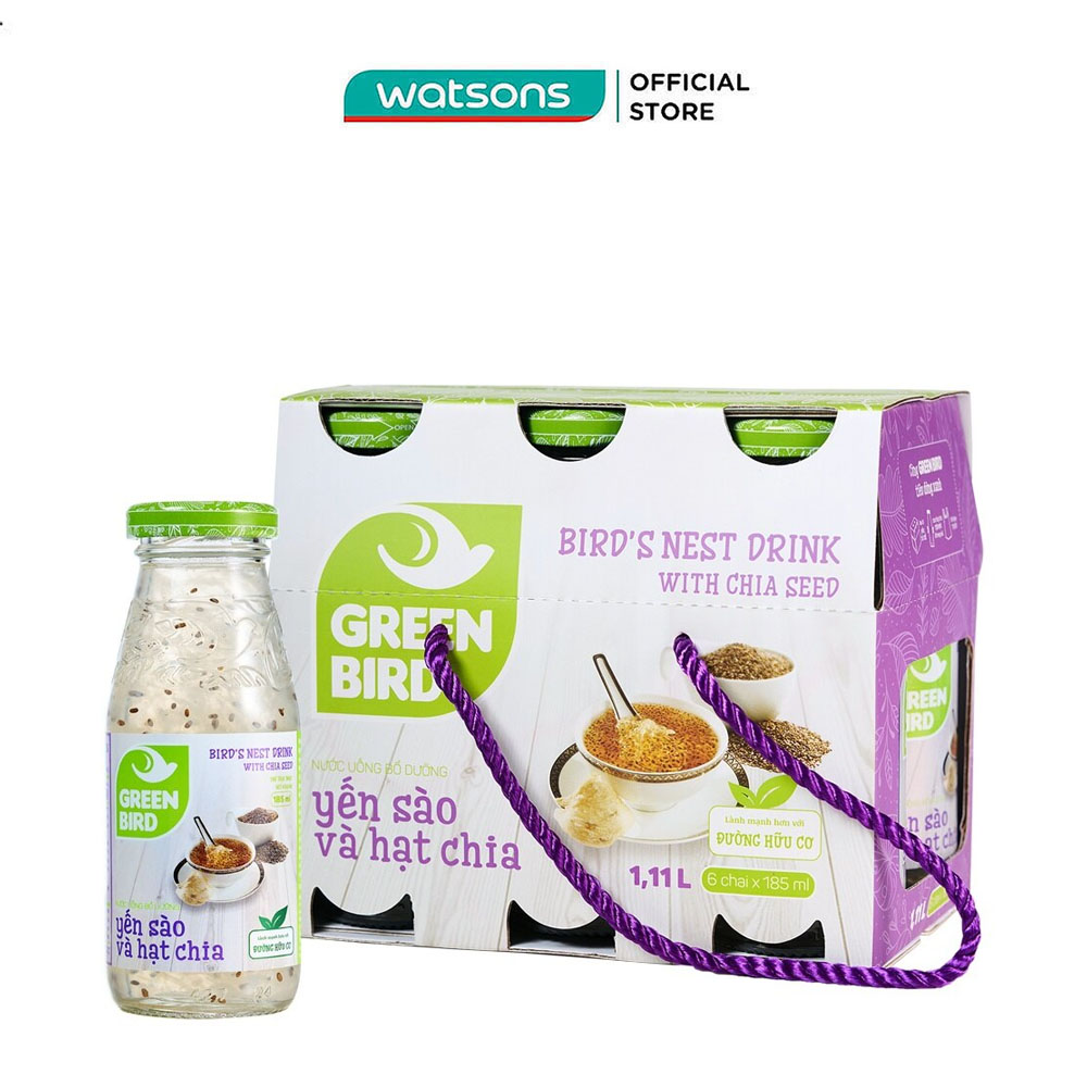 Nước Uống Bổ Dưỡng Green Bird Yến Sào Và Hạt Chia 185mlx6Pcs