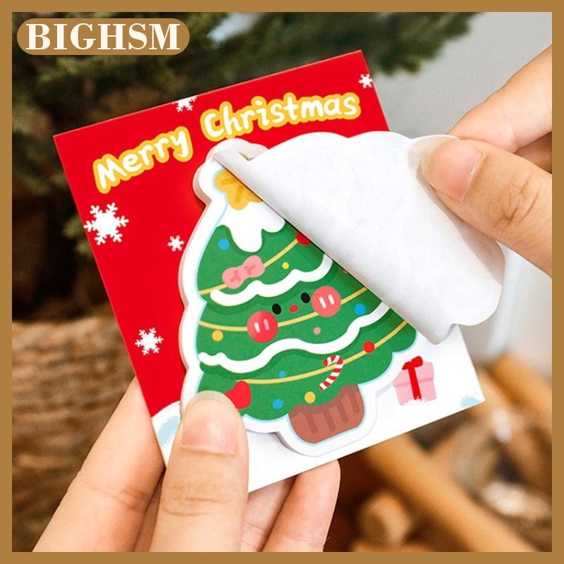BIGHSM 5Pcs Giáng Sinh Santa Claus Snowman Cây Hình Chú Ý Phim Hoạt Hình Trường Nguồn Cung Cấp Kawaii Memo Pad Sinh Viên Văn Phòng Phẩm Quà Tặng