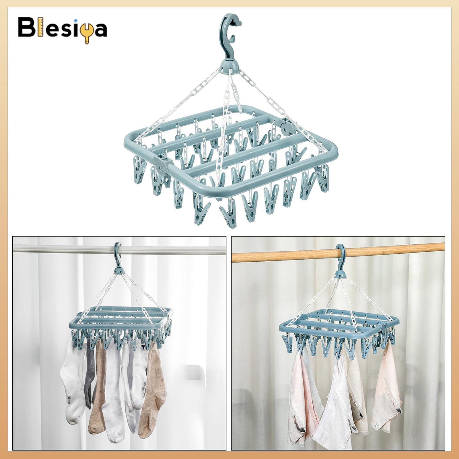 Blesiya 32 Pegs Hanger Socks Square Clothes Clothing Line Washing Laundry Bulk Dryer