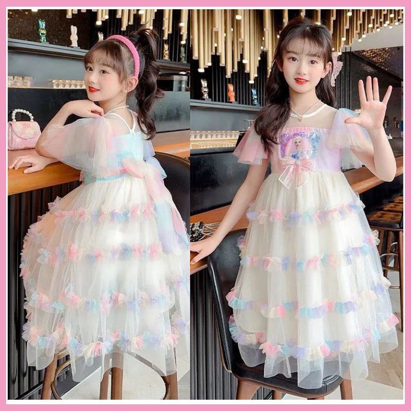 Wgb váy hè cho bé đầm công chúa elsa phong cách thời trang mới 2023 dành cho bé gái váy bé gái*baby summer princess elsa dress 2023 new baby girls' dress