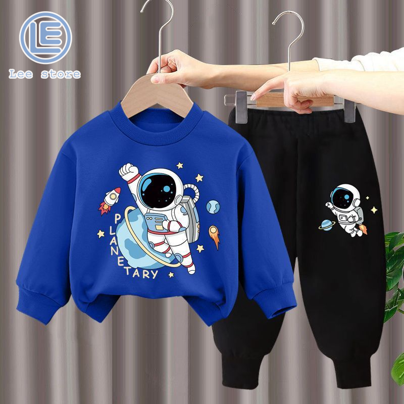 LS Áo nỉ trẻ em đẹp trai phù hợp với in hình phim hoạt hình Bộ đồ thể thao đơn giản thời trang cho bé trai và bé gái từ 3-8 tuổi
