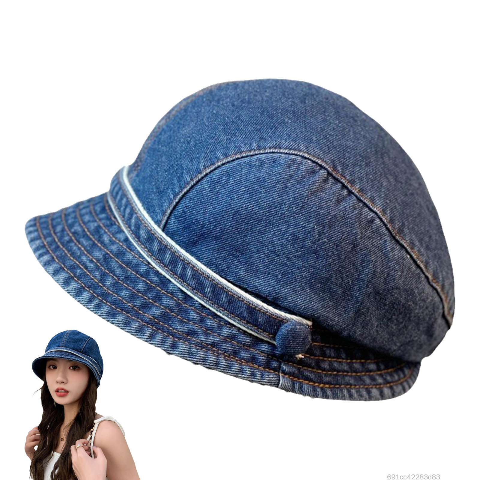 Vùng đầu lớn Mũ denim Phong cách ngư dân Mũ phụ nữ mùa hè đống mũ mũ mũ bảo vệ chống nắng bóng chày cộng với kích thước thủy triều TF-Ais-VN