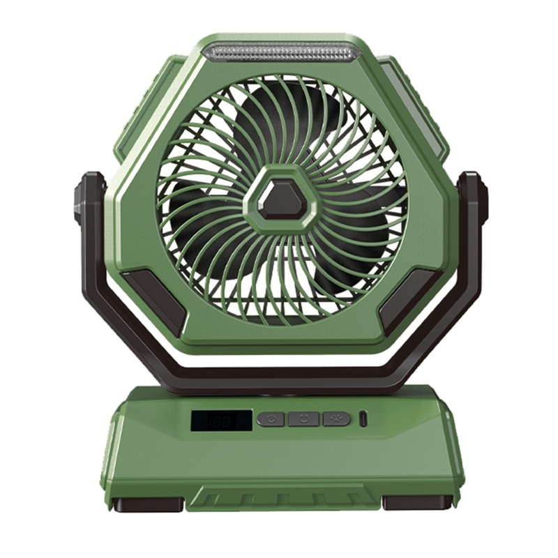 Outdoor Camping Fan 6000MAh Rechargeable Ceiling Oscillating Fan Portable Air Conditioner Air Cooler with Lighting