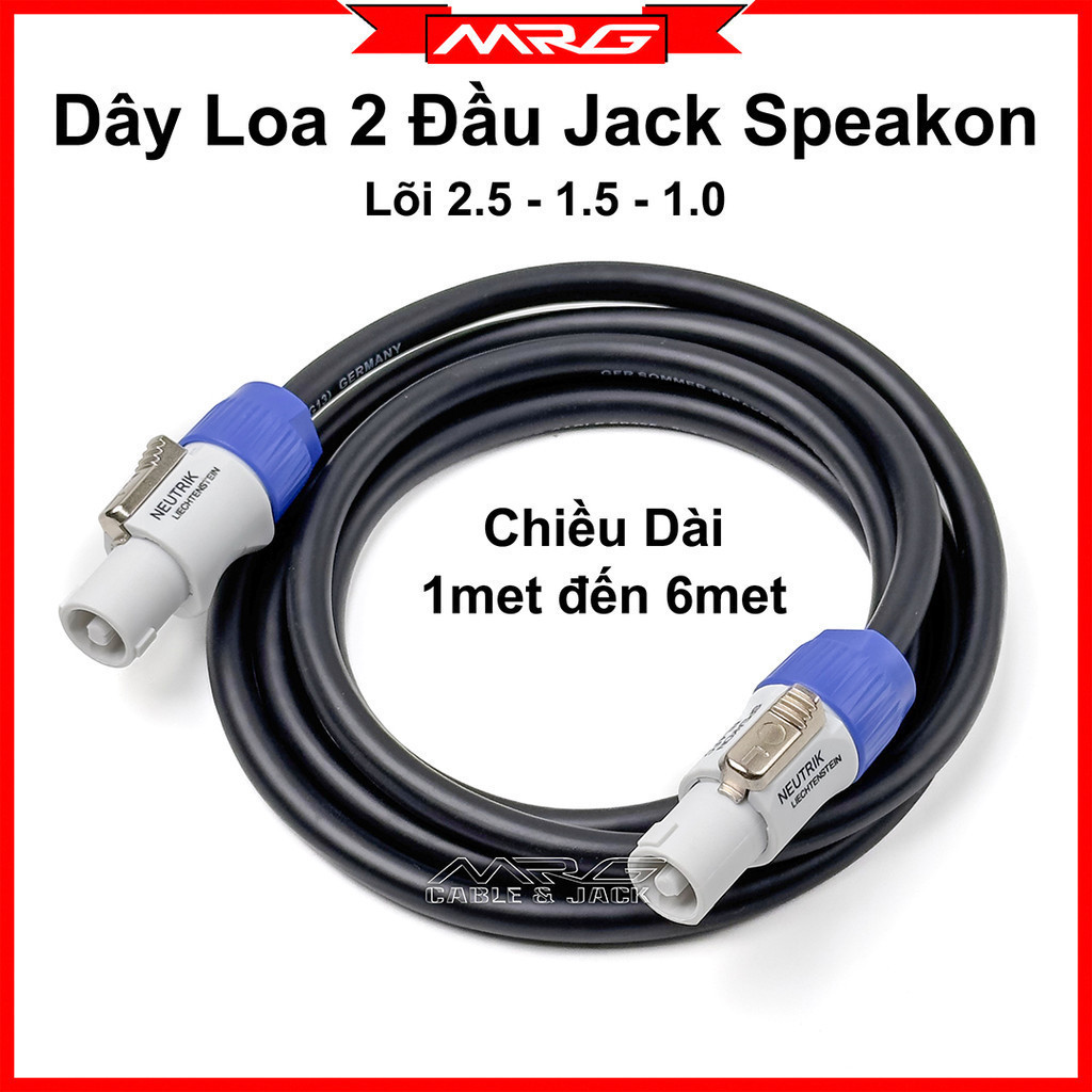 Dây Loa 2 Đầu Jack Loa Neutrik Speakon 2x2.5 2x1.5 2x1.0 dài 1m-2m-3m-4m-5m-6m-8m-10m-12.5m-15m-17.5m-20m giá 1 dây.